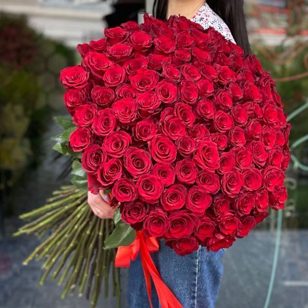 101 красная роза 1 метр 5214 фото