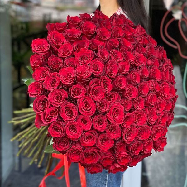 101 красная роза 1 метр 5214 фото