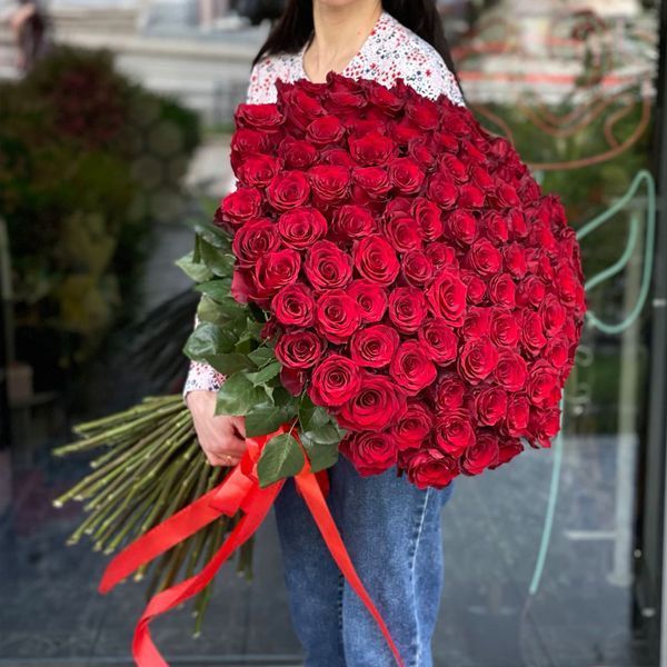 101 красная роза 1 метр 5214 фото